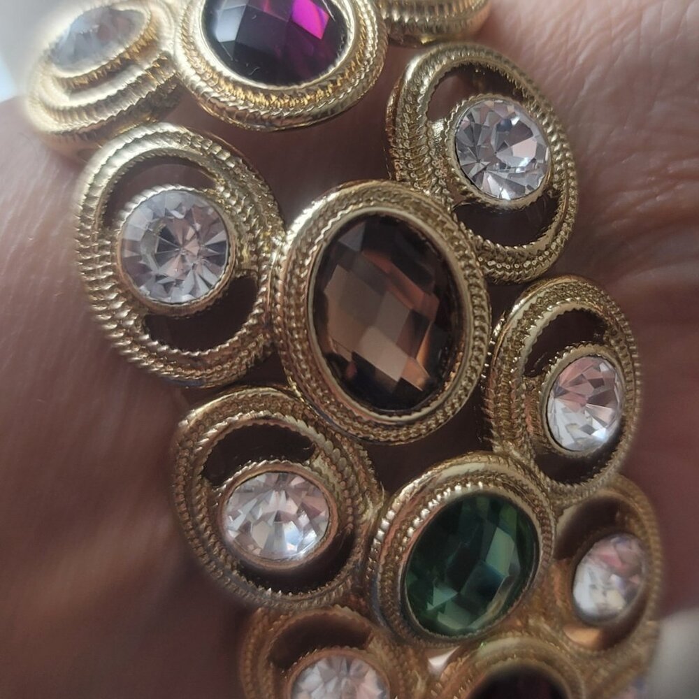 Multi-Color Crystal Gold Tone Stretch Bracelet.  Brand new. Gift box included. - Picture 3 of 4